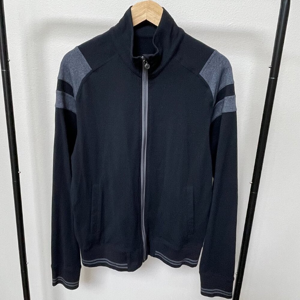 Lululemon Men's Full Zip Track Jacket, Black and Gray, Size Medium
